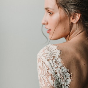 Posie long sleeve wedding dress, boho wedding dresses, organic wedding dress, Backless dress. simple wedding dress image 2