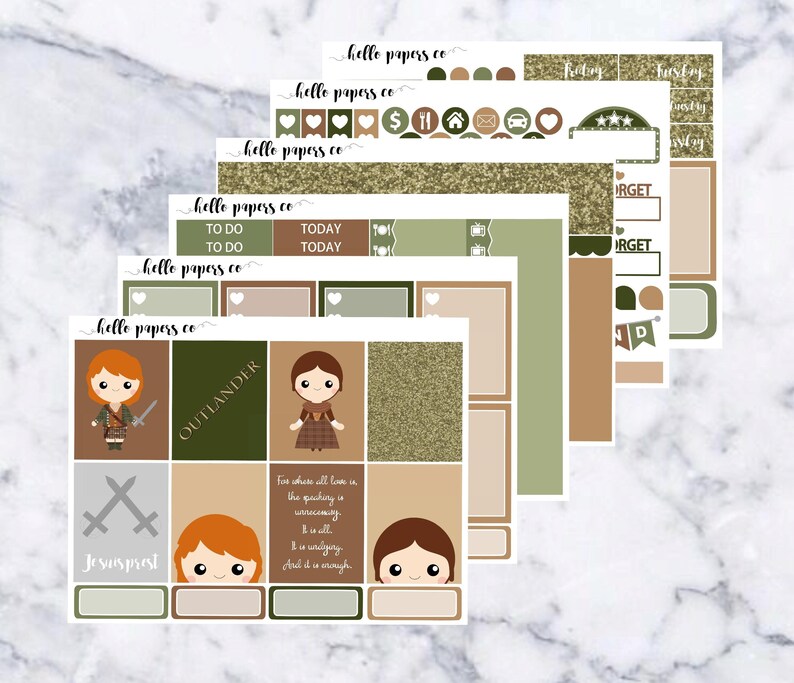 001 Vertical Erin Condren Kit Outlander Stickers Claire Fraser Jamie Fraser Outlander Weekly Kit Planner Stickers Outlander Wedding