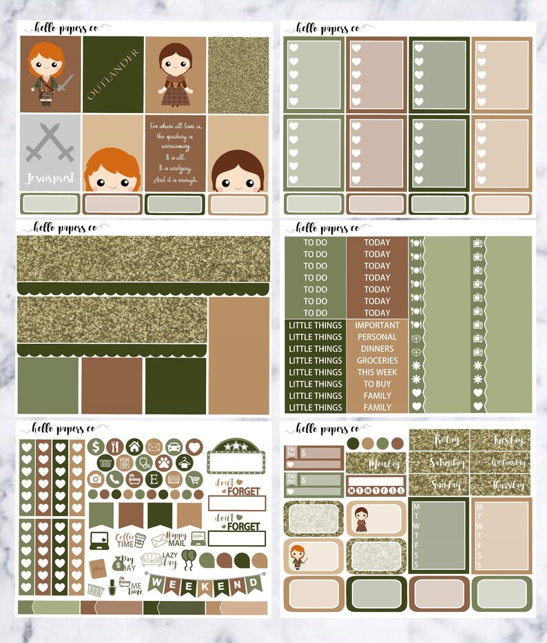 001 Vertical Erin Condren Kit Outlander Stickers Claire Fraser Jamie Fraser Outlander Weekly Kit Planner Stickers Outlander Wedding