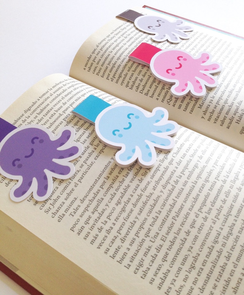 Octopus Magnetic Bookmark Octopus Bookmark Double Sided | Etsy
