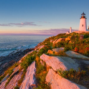 Sunrise at Pemaquid Lighthouse in Maine. Photograph printed on canvas. image 1