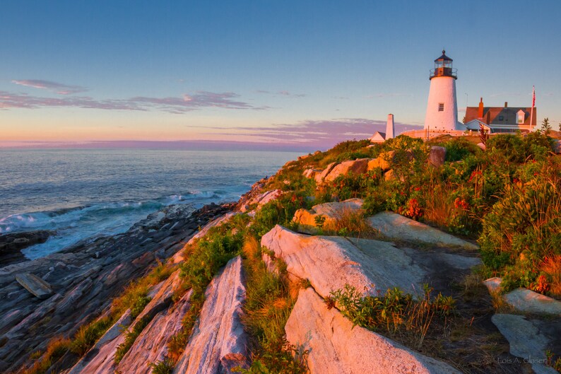 Sunrise at Pemaquid Lighthouse in Maine. Photograph printed on canvas. image 1