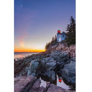 Vertical seascape of Bass Harbor lighthouse, Acadia NP, Maine. Photograph printed on canvas. image 1