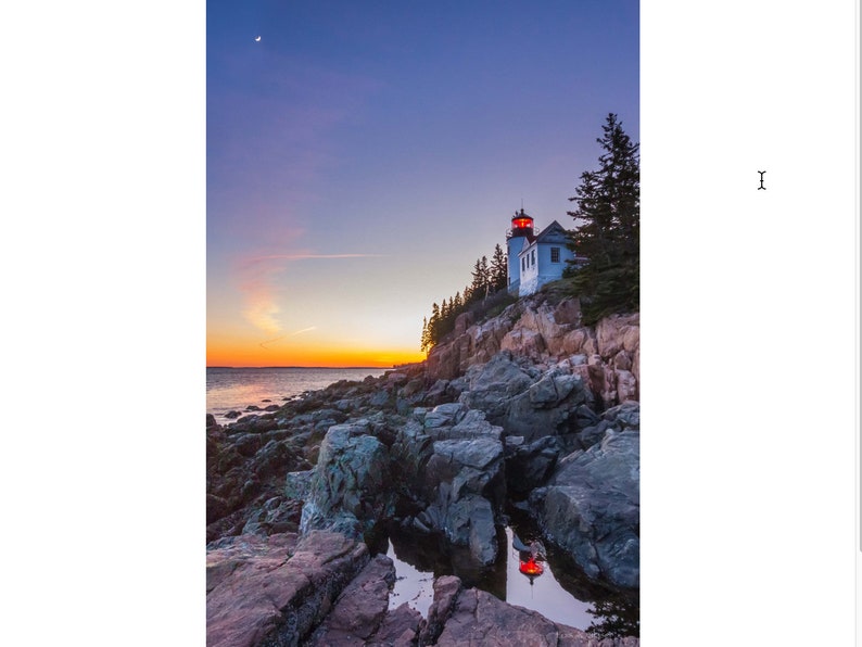Vertical seascape of Bass Harbor lighthouse, Acadia NP, Maine. Photograph printed on canvas. image 1