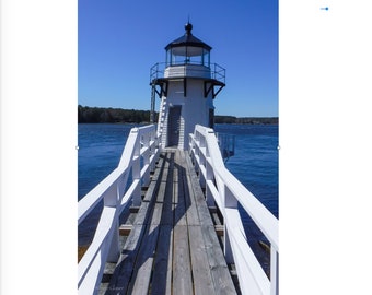 Vertical of Doubling Point Lighthouse, Arrowsic, Maine. Photograph printed on canvas.
