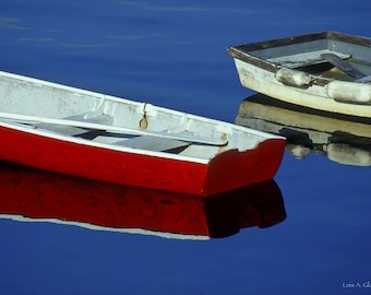 Two boats in Maine. Photograph printed on canvas.