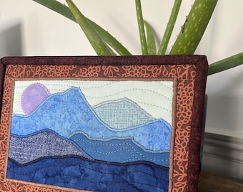 Mountain Scene Landscape Fiber Art Quilted Wall Hanging