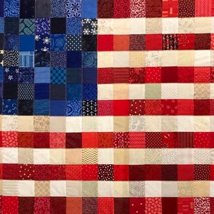 Made-to-order American Patchwork Flag Quilt, Patriotic blanket, American flag decor, red white and blue, stars and stripes, Americana image 3