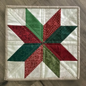 Eight-Point Star Country Christmas Quilt Wall Art piece Handmade