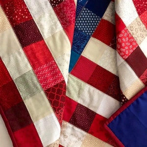 Made-to-order American Patchwork Flag Quilt, Patriotic blanket, American flag decor, red white and blue, stars and stripes, Americana image 8