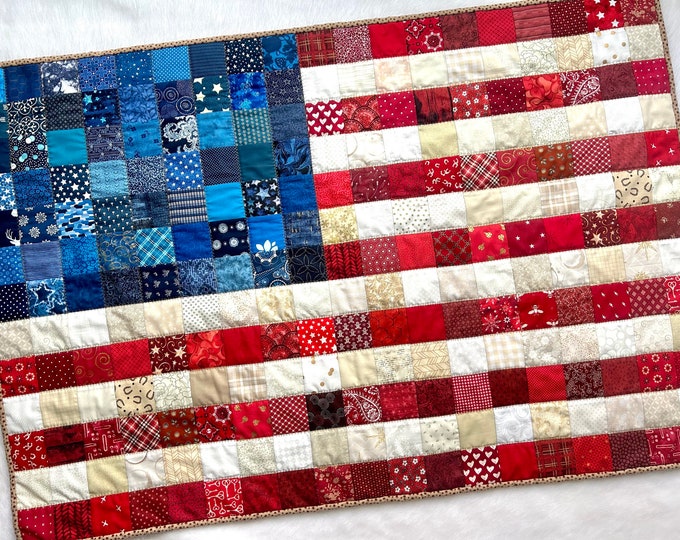 Patchwork Flags Ready to Ship American Patchwork Flag Quilt, Patriotic Blanket ...