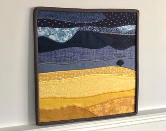 Stormy Skies on the Prairie, Landscape Art Quilt Wall Hanging