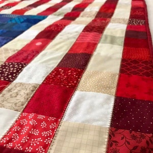 Made-to-order American Patchwork Flag Quilt, Patriotic blanket, American flag decor, red white and blue, stars and stripes, Americana image 6