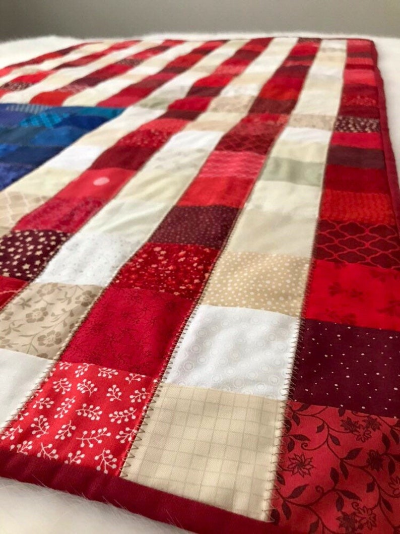 Made-to-order American Patchwork Flag Quilt, Patriotic blanket, American flag decor, red white and blue, stars and stripes, Americana image 6