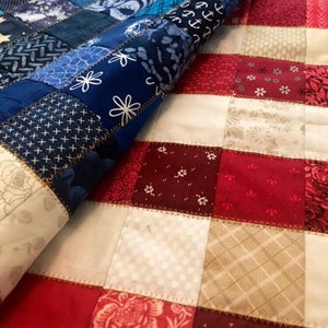 Made-to-order American Patchwork Flag Quilt, Patriotic blanket, American flag decor, red white and blue, stars and stripes, Americana image 2