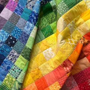 Rainbow Flag Quilt, Perfect for all ages! Colorful kids blanket, accent quilt MADE TO ORDER