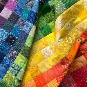 Rainbow Flag Quilt, Perfect for all ages! Colorful kids blanket, accent quilt MADE TO ORDER