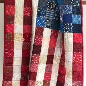 Made-to-order American Patchwork Flag Quilt, Patriotic blanket, American flag decor, red white and blue, stars and stripes, Americana