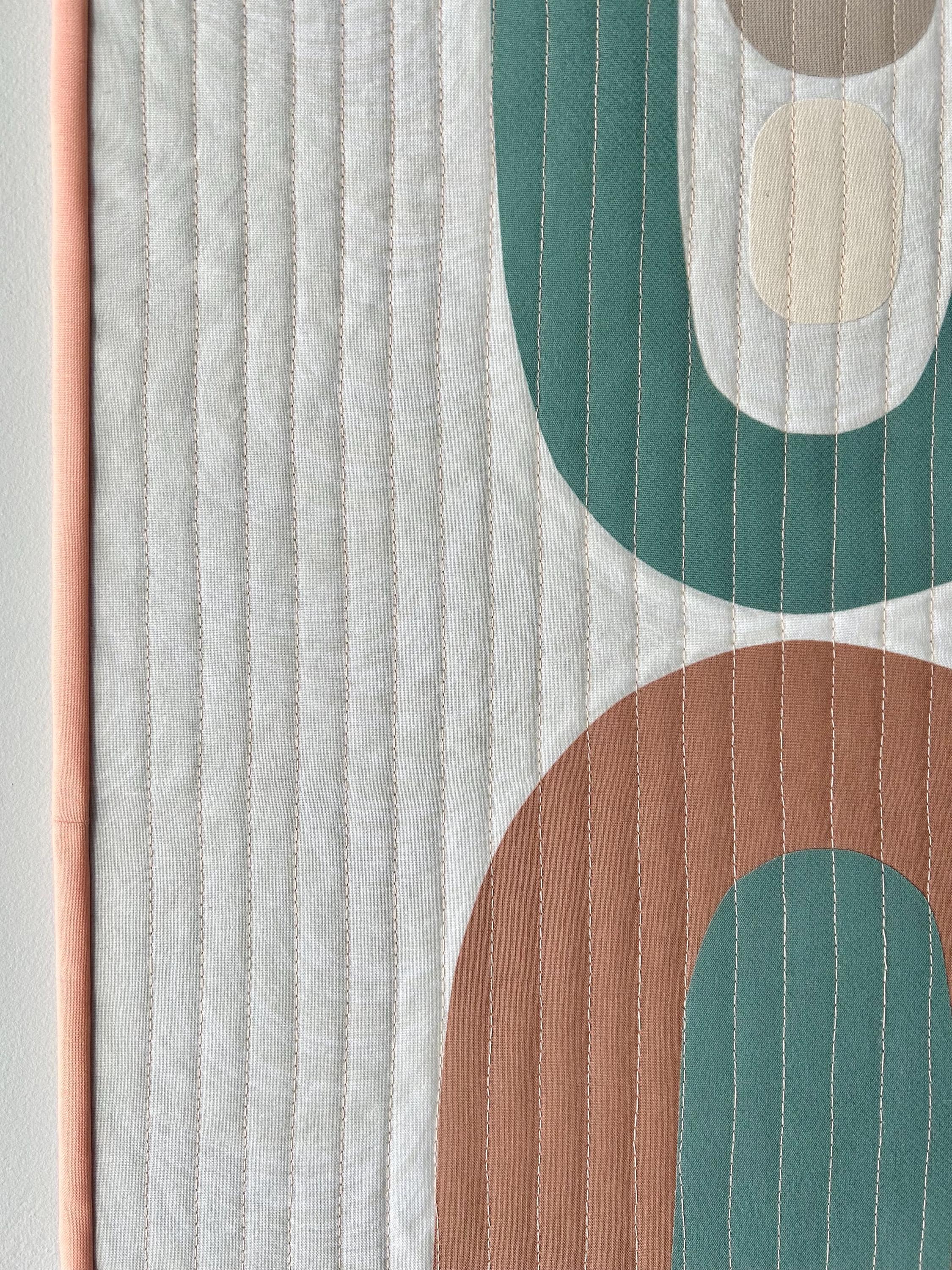Modern Boho Fiber Art Wall Quilt: Applique Cotton Wall Hanging