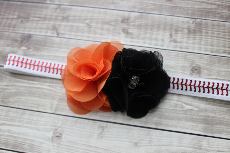 Giants inspired baby headband Baltimore Orioles baby orange and black baseball bow San Francisco Giants baby gift