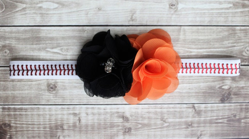 Giants inspired baby headband Baltimore Orioles baby orange and black baseball bow San Francisco Giants baby gift