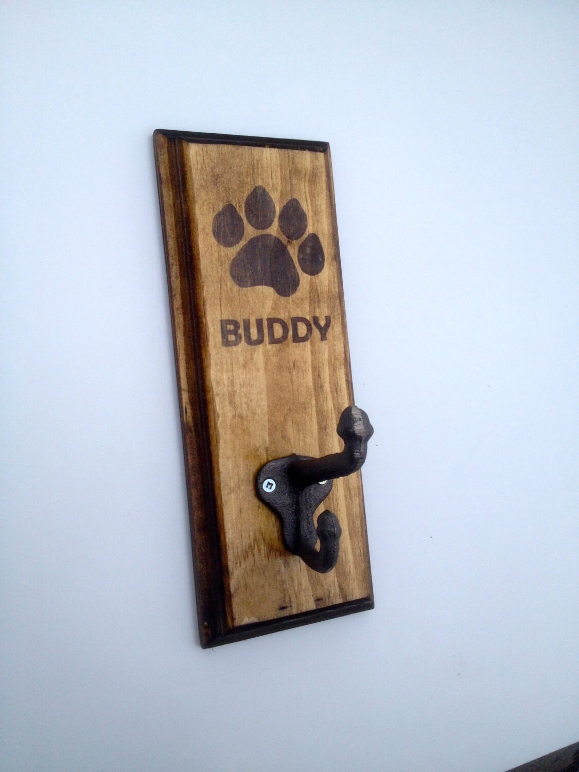 Dog Leash Hanger Personalized Rustic Wall Hook Your Dog's Etsy
