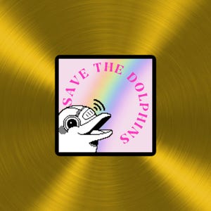 Save the Dolphins - Flipper Zero Aufkleber - Schwarzer Rand
