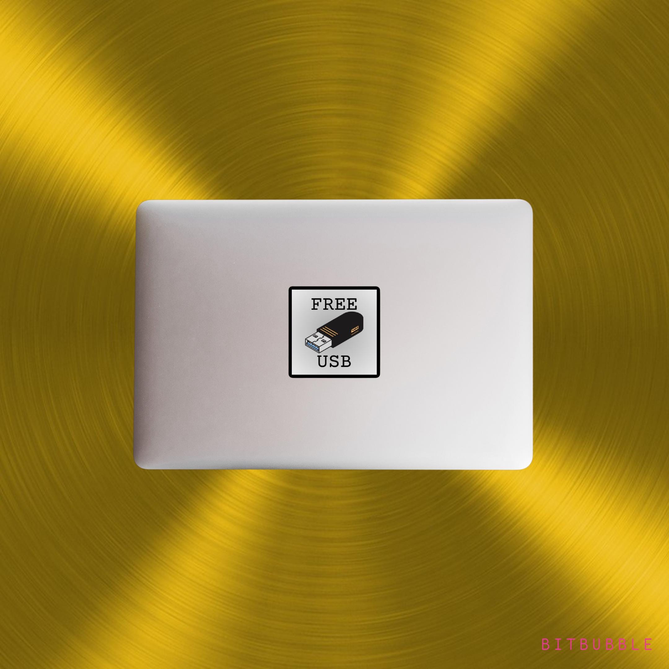Free USB Sticker - Black Border - Etsy