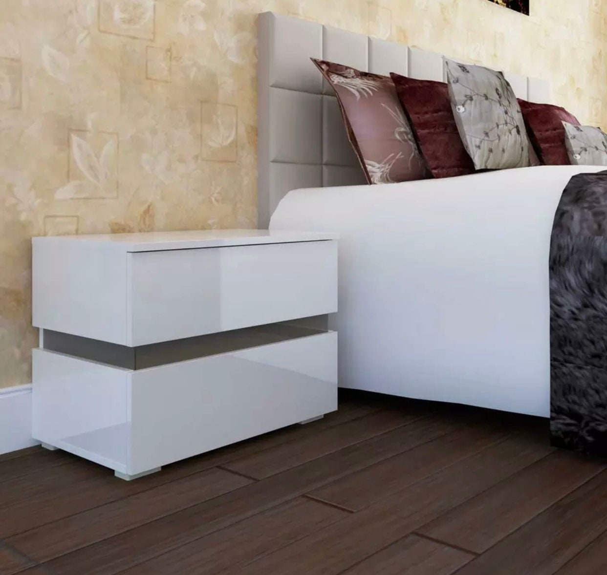 GLOWING Bedside table LED modern gamer furniture black or Etsy