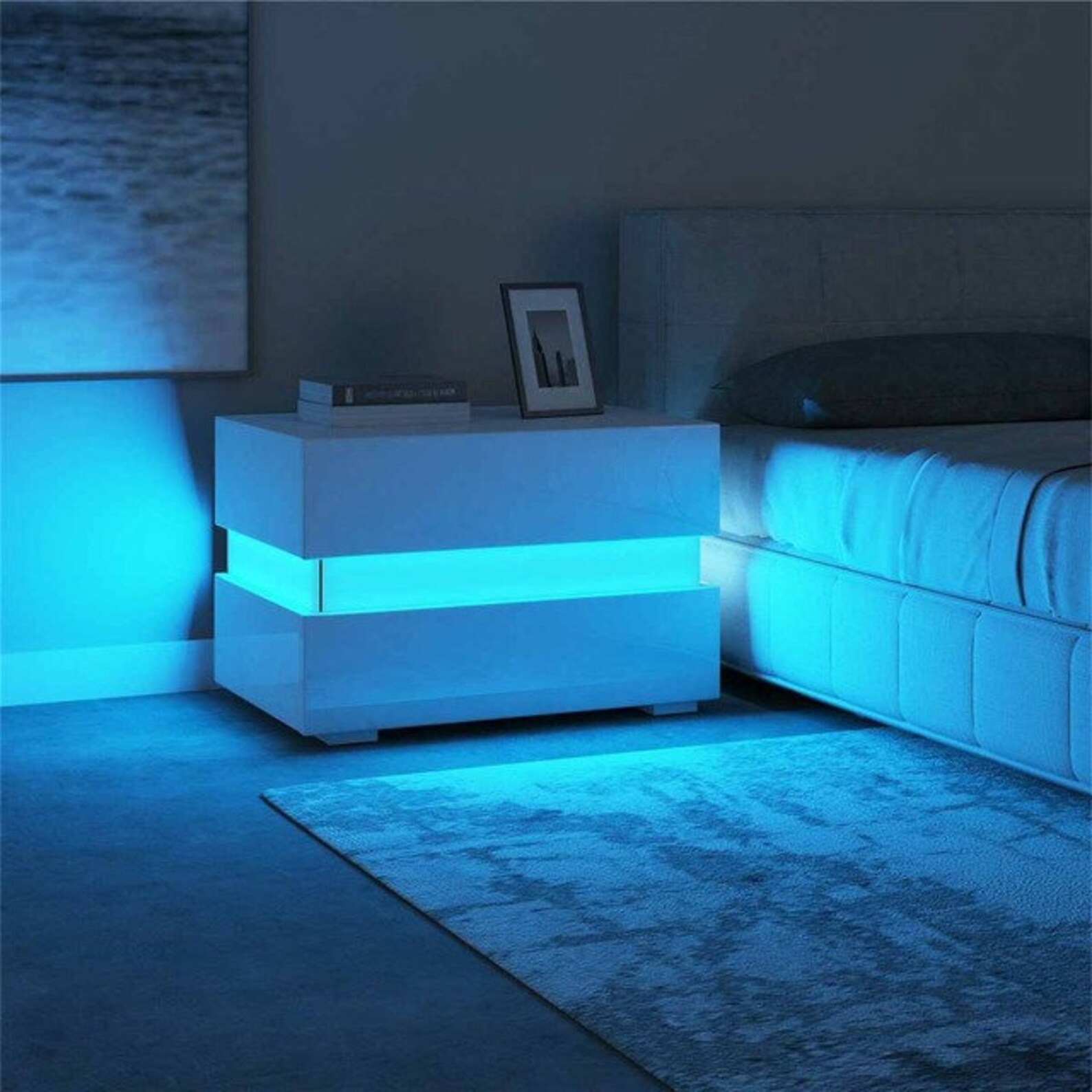 GLOWING Bedside table LED modern gamer furniture black or Etsy
