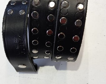 Wide Leather Studded Belt Strap Without Buckle - Handmade  display picture 2