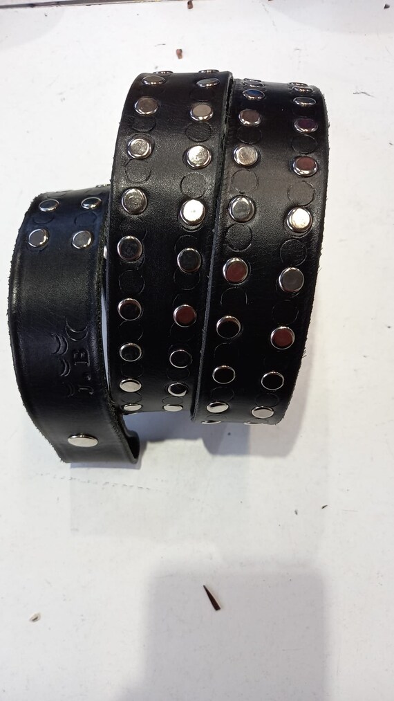 Wide Leather Studded Belt Strap Without Buckle - Handmade 