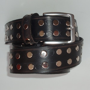 Wide Leather Studded Belt - handmade - handcrafted - woman - man - unisex
