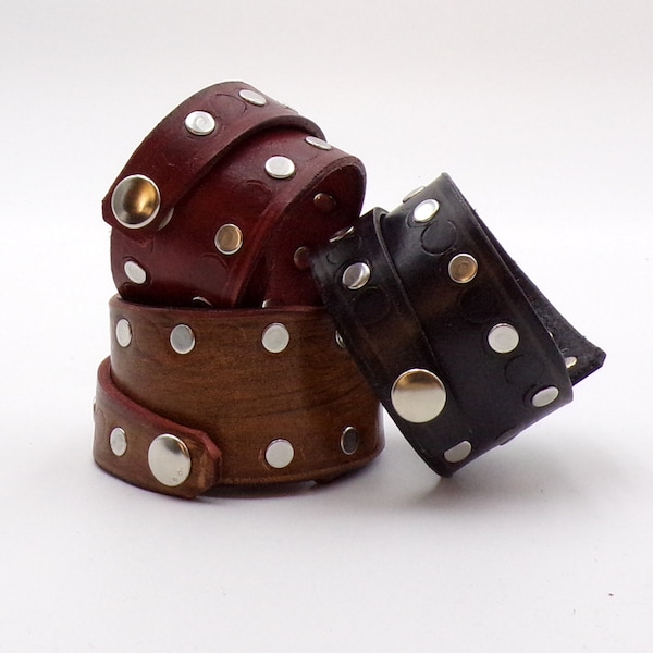 Asymmetric Leather Bracelet with Studs Handmade