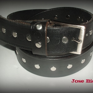Leather Studded Belt - handmade - handcrafted - woman - man - unisex
