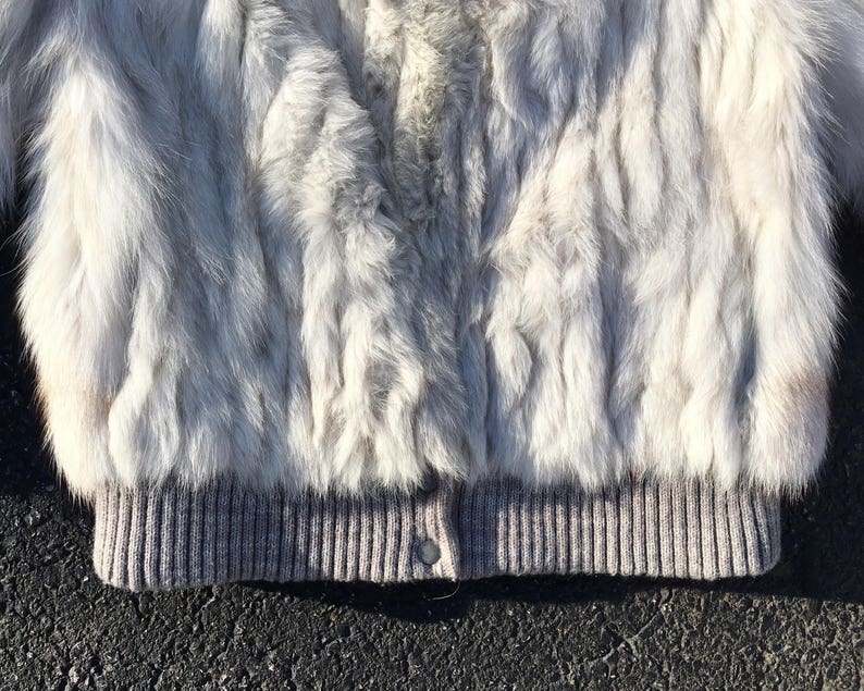 Vintage Saga Fox Fur Hollywood Glamour Long Sleeve Clasp Closure Snap Button Bomber Style Winter Coat M
