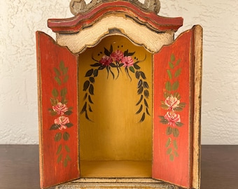 Gorgeous Oratory Baroque Handmade Wooden Oratory  Devotional niche Hand-Painted Vintage Style Santo Display Home decor Shrine