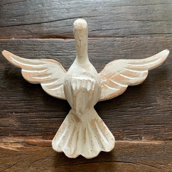 Holy Spirit of God 4" Wall Trinity Dove Statue - Wood 100% Handmade