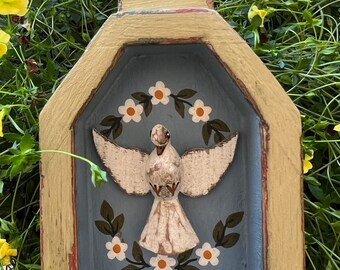 Oratory  Holy Spirit 6” inches religious wall niche , wood art , handmade gift.