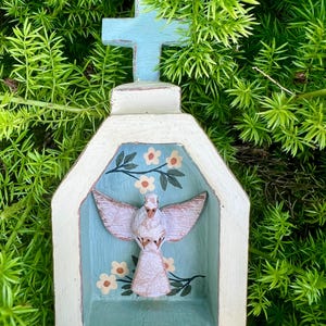 Oratory wall decor wood niche Holy Spirit religious decor Handmade gift Shrine  6” inches