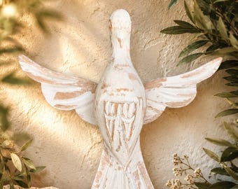 Hand-Carved Holy Spirit Dove Statue: 6" Catholic Home Decor