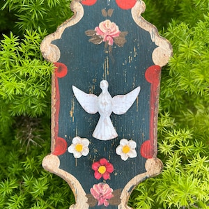 Holy Spirit Wall Art 7.5” Baroque Trinity Dove Statue Wood Catholic Decor Handcrafted Gift Custom Engraving Option