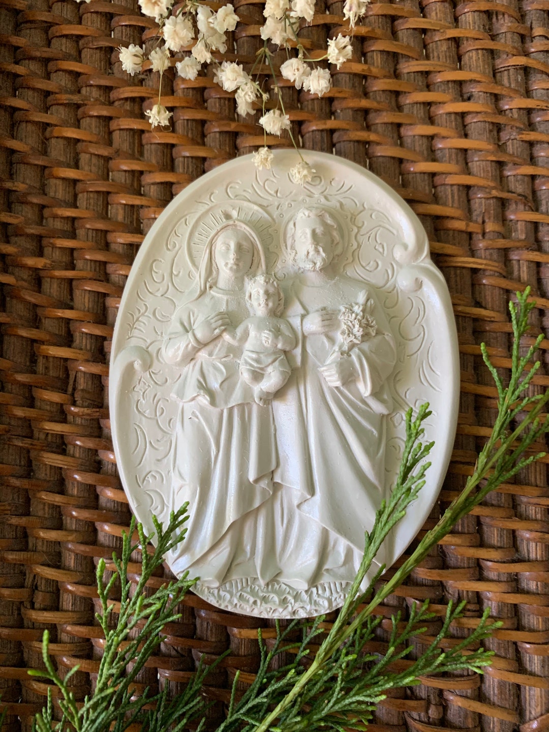 Handmade Holy Family Resin Figurine: Catholic Home Decor, USA Made