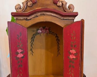 Handmade Wooden Oratory 24” Baroque Style Shrine Hand Painted Vintage style Religious Decor