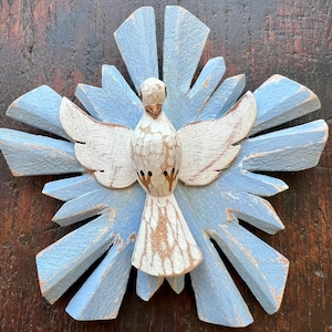 Holy Spirit Dove 4.5” Wall Statue Hand Carved Trinity Home Decor Gift