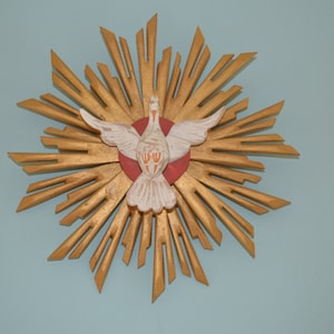 Estatua de la paloma de la Trinidad del Espíritu Santo de 11 pulgadas, arte de pared, hecha a mano, regalo católico, decoración de paloma blanca, bendición para boda o inauguración de la casa