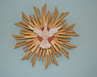 11” Holy Spirit Wall Art  Trinity Dove Statue Handmade Catholic Gift White Dove Decor Wedding or Housewarming Blessing