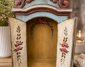 Handmade Wooden Oratory 24” Baroque Style Shrine  Hand Painted Vintage style Religious Decor