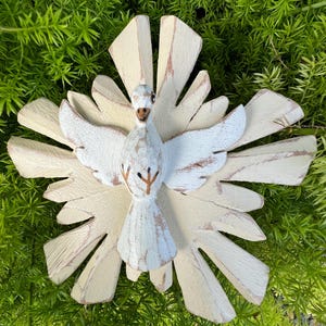 Holy Spirit Wall Art 4.5” Dove Statue Handmade Carved Wood Catholic Decor Baptism Confirmation Gift