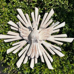 Handmade Wooden Holy Spirit Dove Statue: Catholic Religious Decor 14” inches